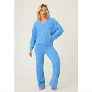 Chenille Cable Knit V-Neck Sweater