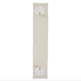 Embroidered Pumpkin Cream Table Runner