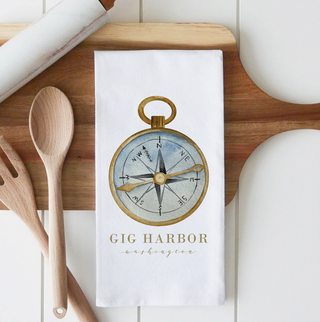Gig Harbor Compass Tea Towel - dolly mama boutique