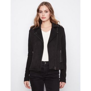 Knit Sleeve Suede Jacket