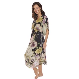 Daisy-Print Black String Dress - dolly mama boutique