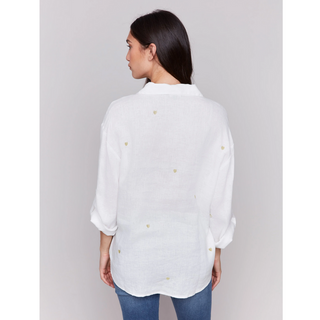 Long-Sleeve Shirt with Embroidered Hearts