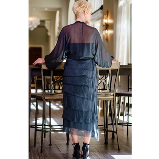Elisa Long Silk Ruffle Skirt - dolly mama boutique