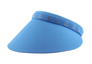 Catalina Clip On Visor with Crystal Row of Anchors - dolly mama boutique