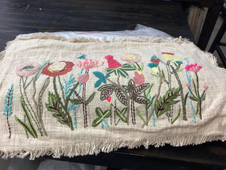 Embroidered Lumbar Pillow/Flower