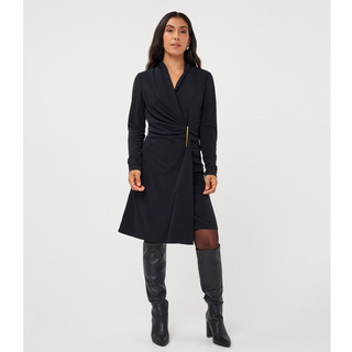 Illusion Wrap Dress with Detail