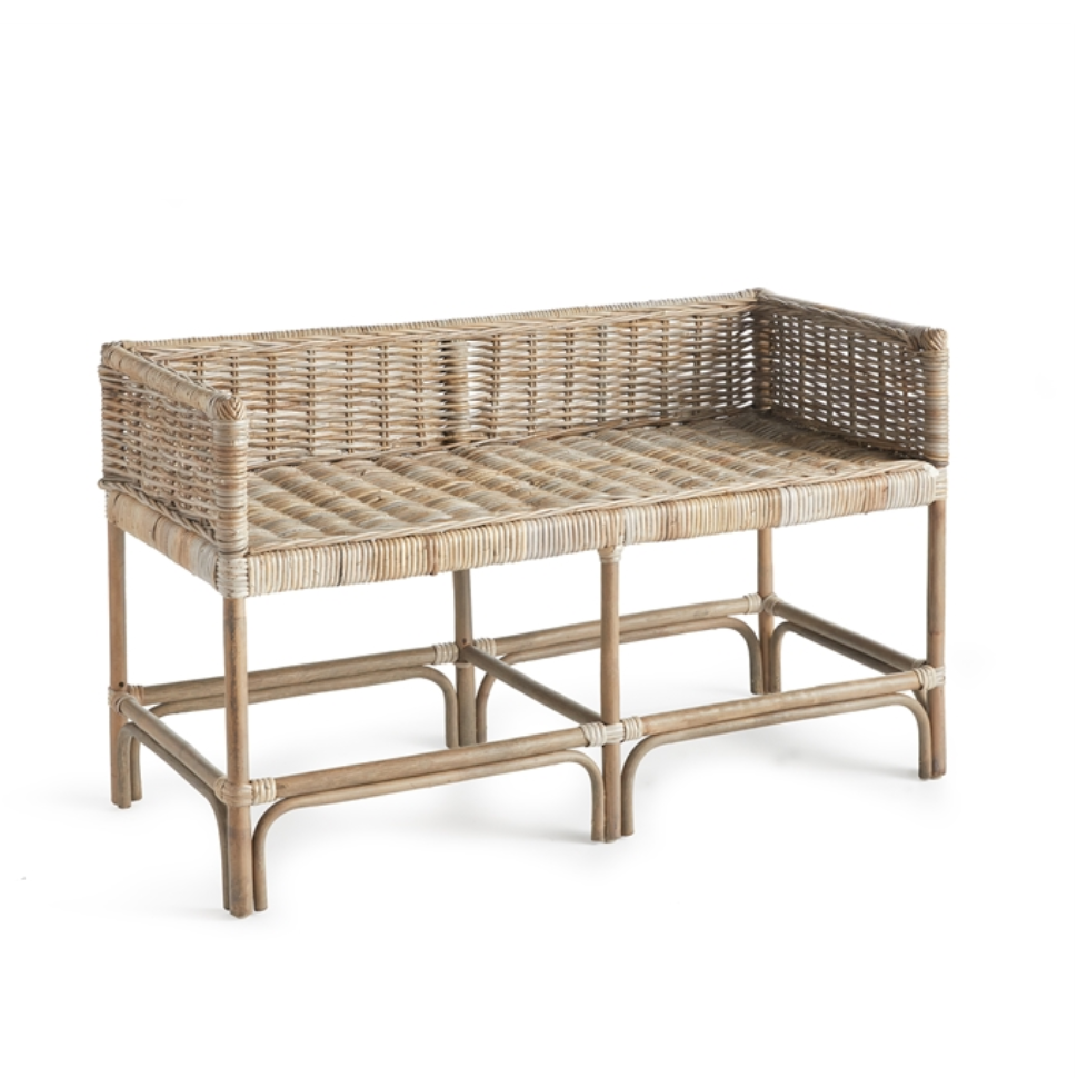 Isla Bench – Rattan Woven Top for Beach Homes – dolly mama boutique