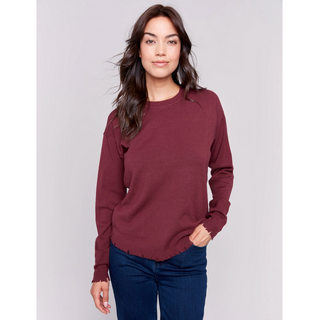 Crew-Neck Ripped Edge Plushy Sweater