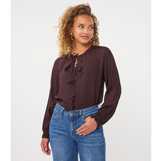Ruffled Tie-Neck Blouse