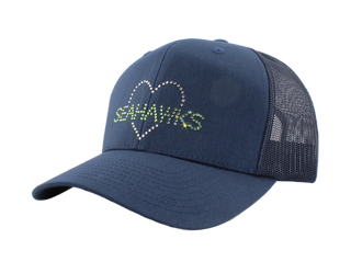 Kourtney Trucker Hat with Crystal "Seahawks" Heart