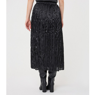 Pull-On Pleated Satin Maxi Skirt