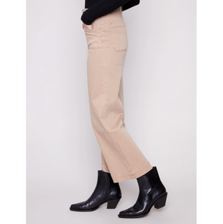 Cropped Wide-Leg Twill Pant