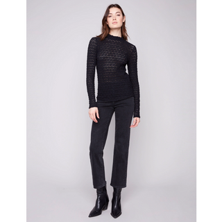 Long Sleeve Mock Knit Top - Black