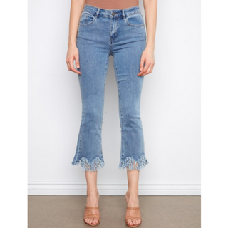 Bootcut Denim with Fringed Hem - dolly mama boutique
