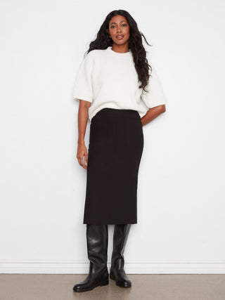Gusty Crepe Skirt with Patch Pockets by Charlie B in Black - view 3
