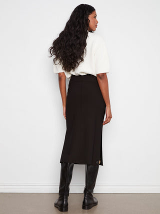 Gusty Crepe Skirt with Patch Pockets by Charlie B in Black - view 5