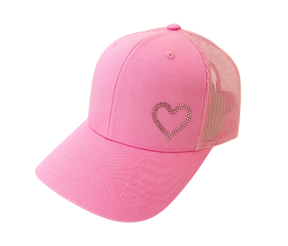Kourtney Trucker Hat with Crystal Heart Design - dolly mama boutique