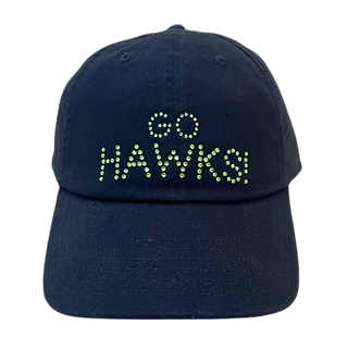 Rachel Cap with Crystal Seahawks "GO HAWKS!"