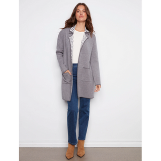 Jacquard Cardigan with Stitch Trim