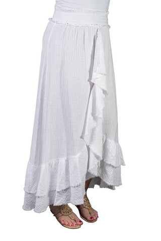 Nancy Double Cotton Gauze Long Ruffle Skirt - dolly mama boutique