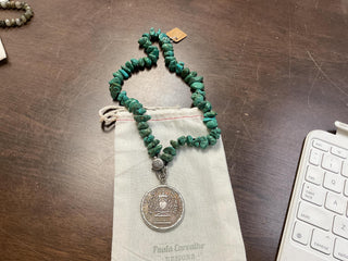 Turquoise Heart Coin Necklace