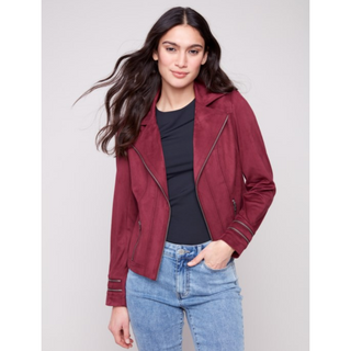 Faux Suede Jacket with Zippers - dolly mama boutique
