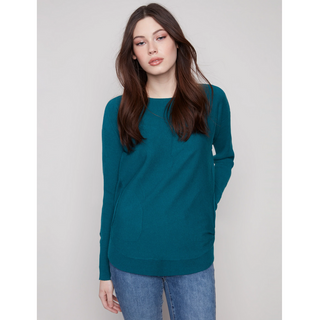 Pullover Sweater with Laced Sleeve Detail