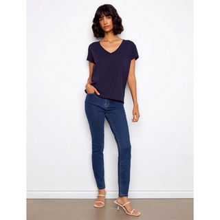 Drop-Shoulder V-Neck Tee - dolly mama boutique