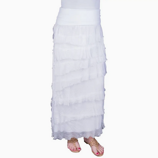 Elisa Long Silk Ruffle Skirt - dolly mama boutique