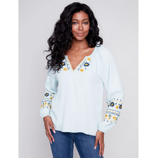 Peasant Blouse with Embroidery - dolly mama boutique