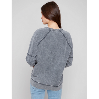 Cold-Dye Terry V-Neck Top