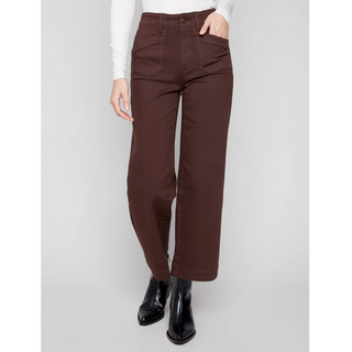 Cropped Wide-Leg Twill Pant