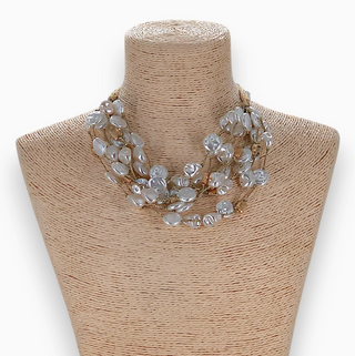 Coastal Chunky Coin Pearl Necklace