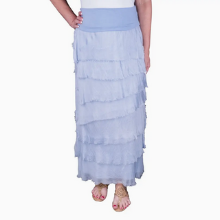 Elisa Long Silk Ruffle Skirt - dolly mama boutique