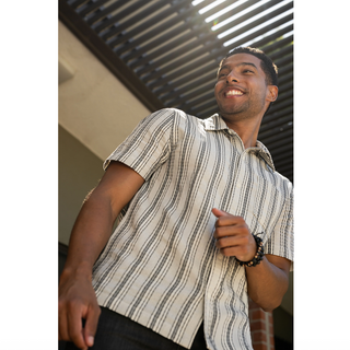 Men's Striped Button-Up Shirt - dolly mama boutique