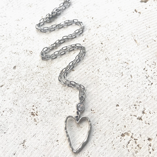 Simple Heart and Crystal Necklace - dolly mama boutique