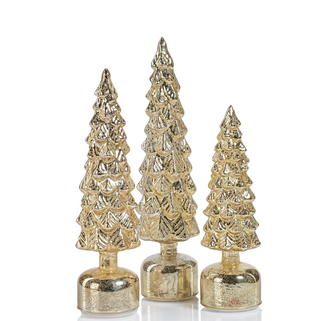 Rotating LED Glass Tree - Antique Gold - dolly mama boutique