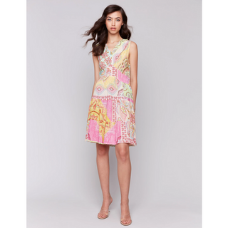 Printed Sleeveless Tiered Dress - dolly mama boutique