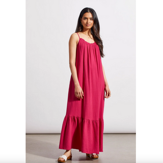 Frilled Maxi Dress - Deep Pink - dolly mama boutique
