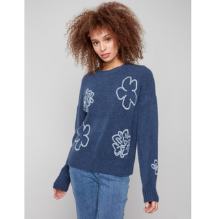 Embroidered Crewneck Sweater - dolly mama boutique