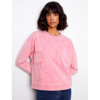 Flower Applique Sweatshirt - dolly mama boutique