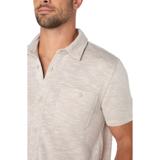 Men's Short-Sleeve Button-Up Knit Shirt