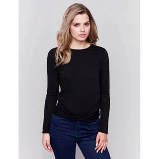 Crew-Neck Twist-Front Top - dolly mama boutique