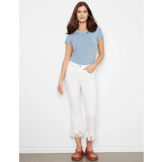 Bootcut Denim with Fringed Hem - dolly mama boutique