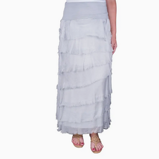 Elisa Long Silk Ruffle Skirt - dolly mama boutique