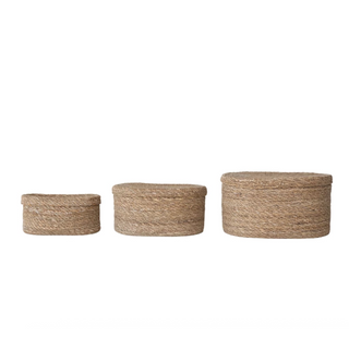 Seagrass Oval Basket with Lid - dolly mama boutique
