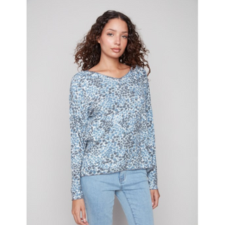 Printed V-Neck Top - dolly mama boutique