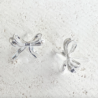 Bow Stud Silver Earrings - dolly mama boutique