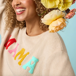"Mama" Long-Sleeve Fleece Top - dolly mama boutique
