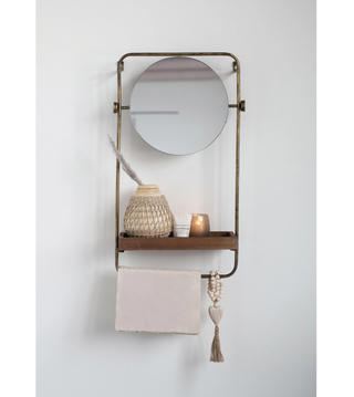 Metal Wall Mirror with Shelf DF2884 - dolly mama boutique